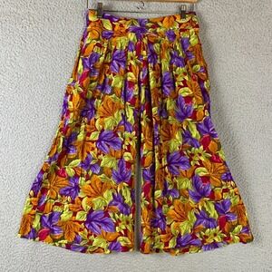 Vtg Laura & Jayne Pants Palazzo Gaucho Wide Leg Crop Bold Floral‎ 90s